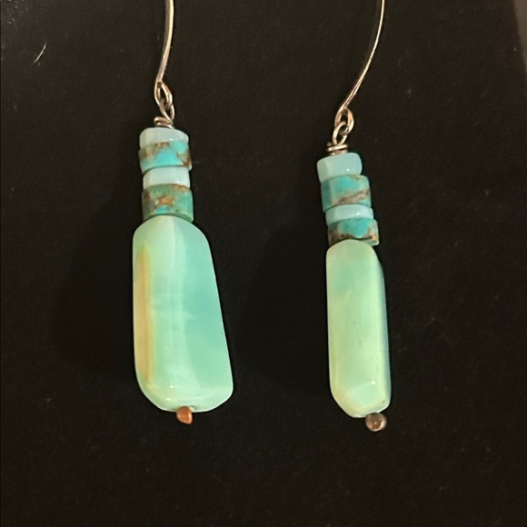 Vintage Mexico Silver & Turquoise Dangle Earrings - Picture 6 of 7